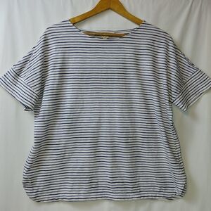 Seasalt Cornwall Organic Cotton Bryher Slub T Shirt Women's Size 12 US Striped